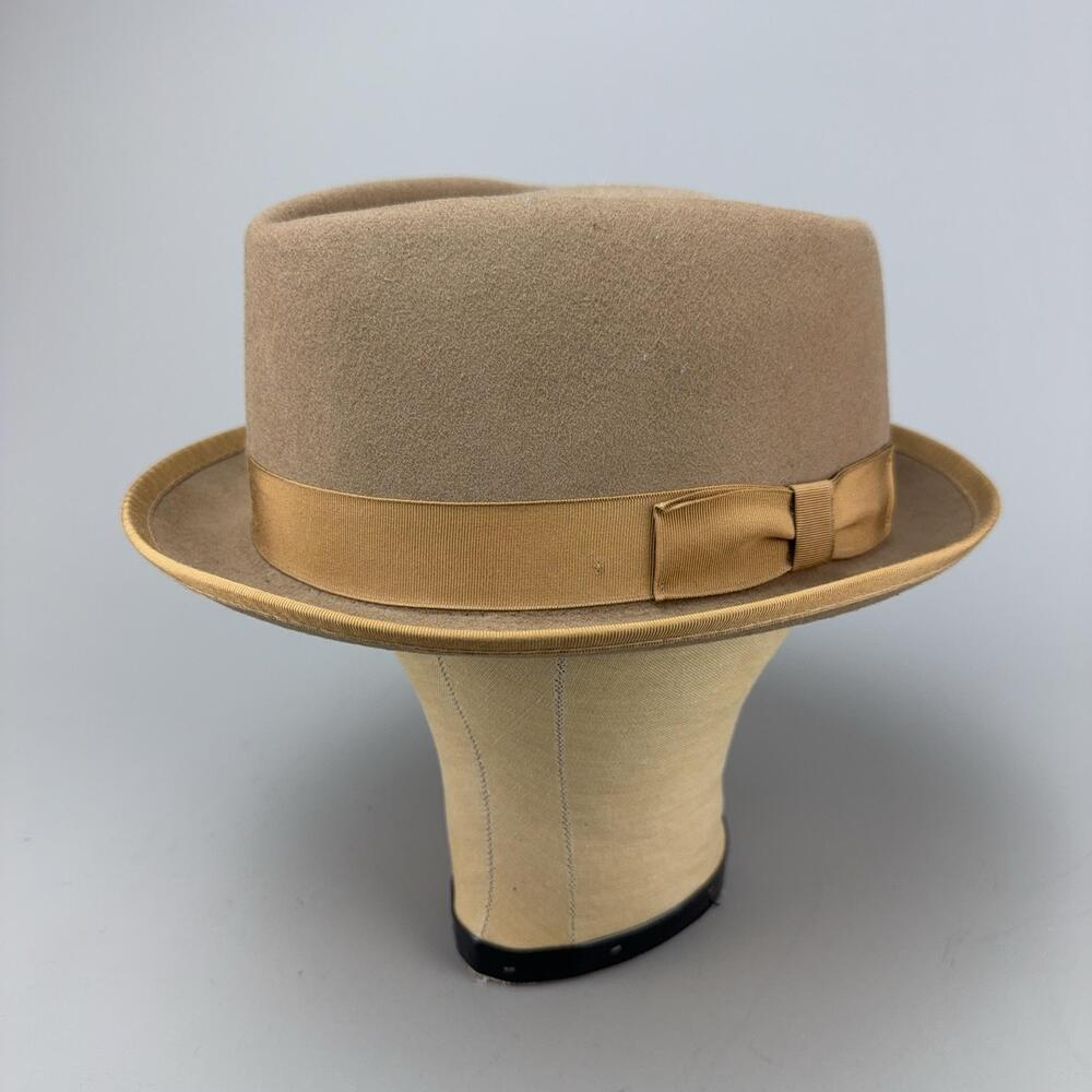 Scala Classico Hat Fedora Fitted Mens XL Beige Wool Lined USA Handmade Formal